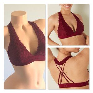 Victoria's Secret PINK Lace Strappy Back Halterneck Bralette Sz XS